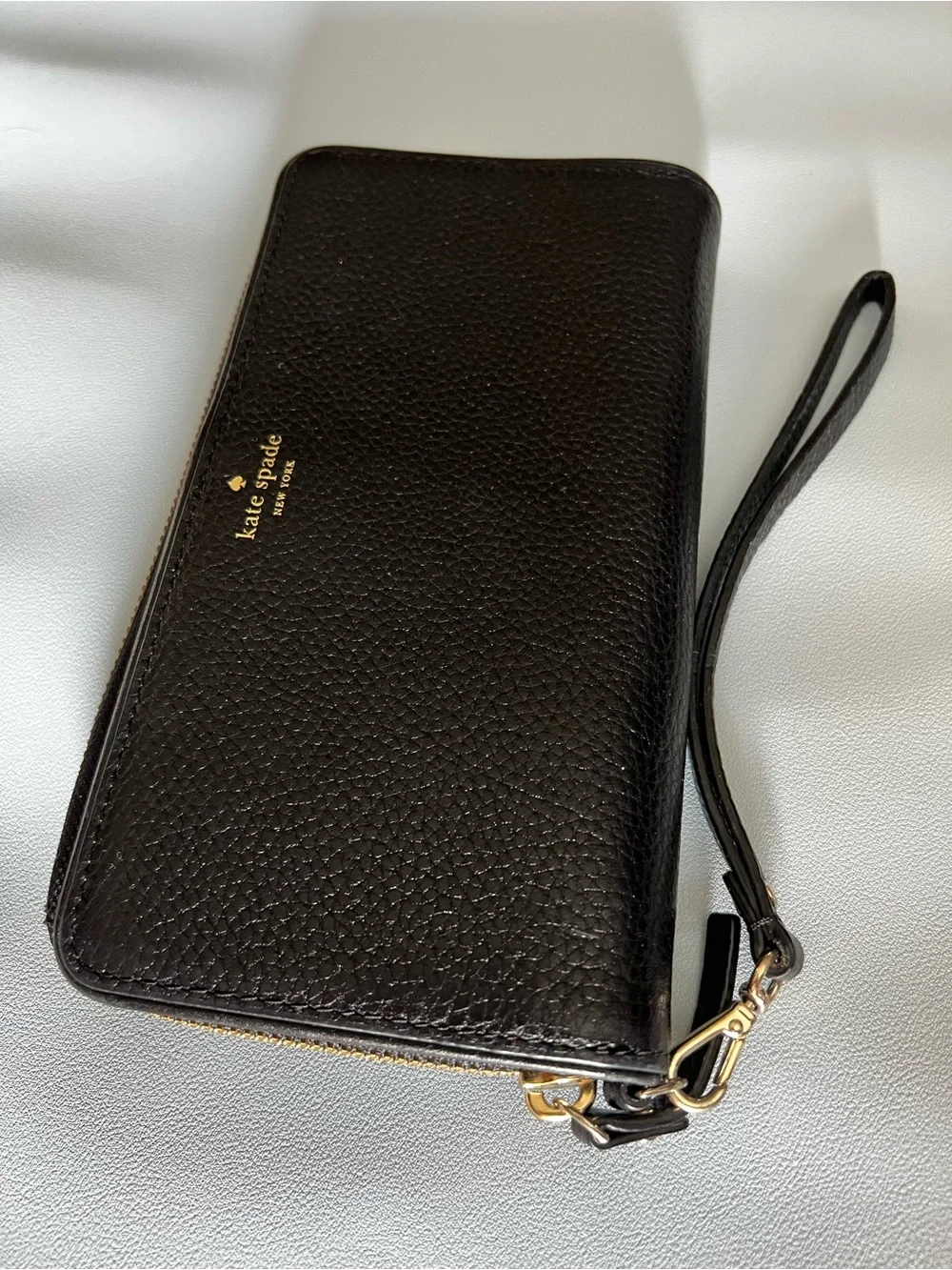 Kate Spade Black Large Continental Wallet with gold tone hardware